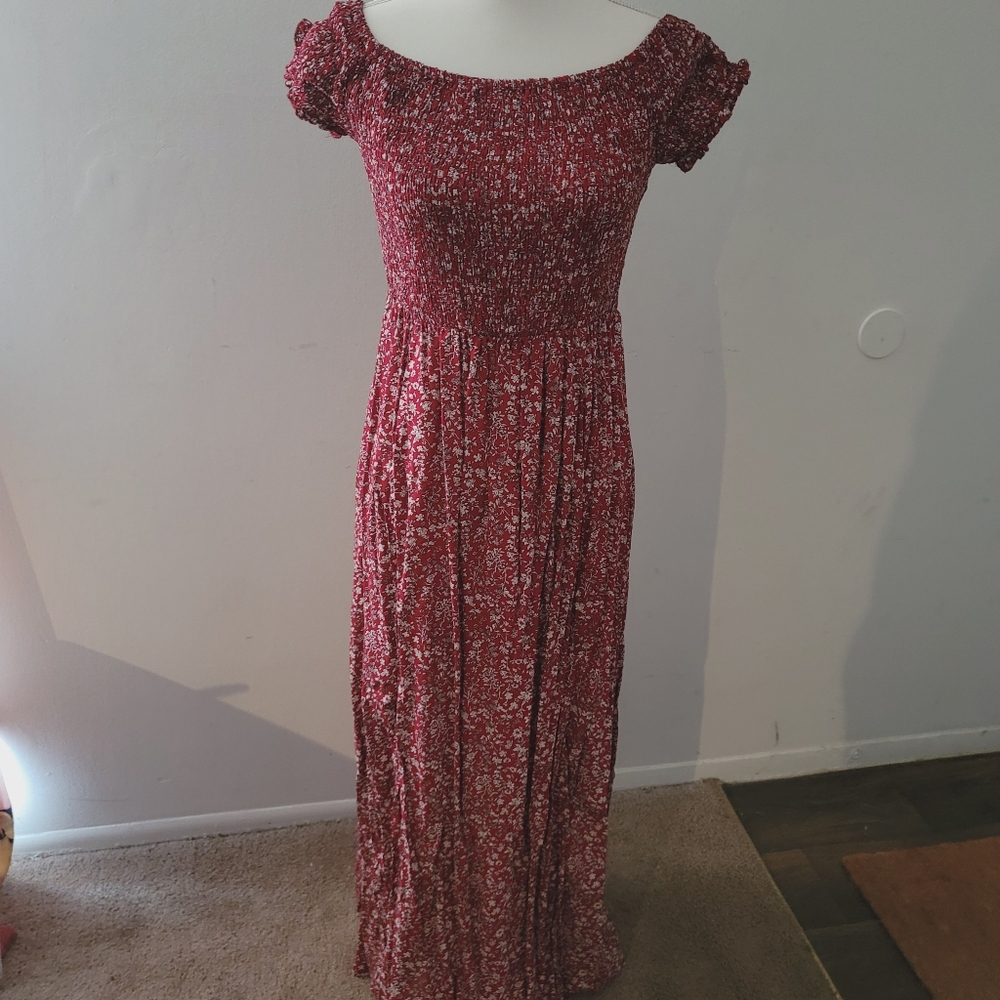 Floral off the shoulder dress with 2 high slits on each aide